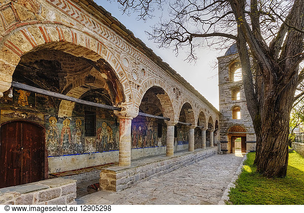 Albania  Qark Korca  Voskopoje  Kisha e Shen Kollit  St. Nicholas' Church  Arcade  fresco paintings