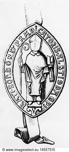 Albertus Magnus  von BollstÃ¤dt Graf  um 1193 - 15.11.1280  deut. Theologe und Philosoph  sein Siegel