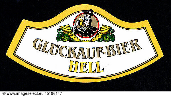 alcohol  beer  Glueckauf brewery  label  'Hell'  Gersdorf  early 1990s