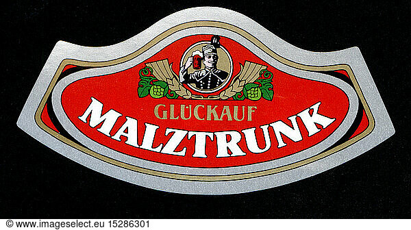 alcohol  beer  Glueckauf brewery  label  'Malztrunk'  Gersdorf  early 1990s