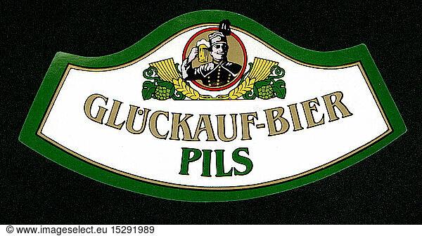 alcohol  beer  Glueckauf brewery  label  'Pils'  Gersdorf  early 1990s