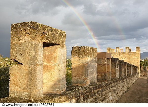 Alcudia walls and rainbow  Majorca  Balearic Islands  Spain