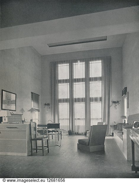 Alexander B. Trowbridge - Innenansicht des für L. Corrin Strong gebauten Sommerhauses  1933. Künstler: Unbekannt.