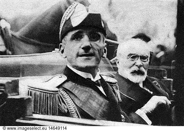 Alexander I  17.12.1888 - 9.10.1934  King of Yugoslavia 16.8.1921 - 9.10.1934  with the French foreign minister Louis Barthou in the car shortly before the assassination  Marseille  9.10.1934
