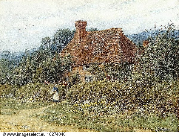 Allingham Helen - ein altes Landhaus in Surrey - Britische Schule - 19. Jahrhundert.