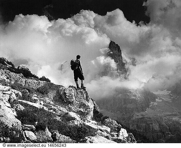 alpinism  mountain hikes  climber in front of Crosson di Brenta  Northern Italy  circa 1960s
