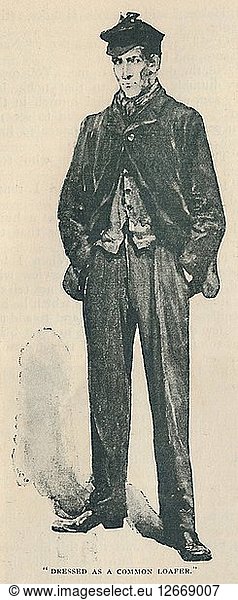 Als gewöhnlicher Faulenzer gekleidet  1892. Künstler: Sidney E. Paget.