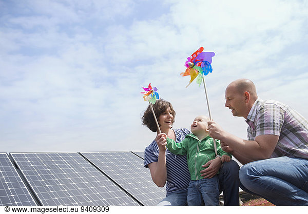 Alternative energy young family wind solar power
