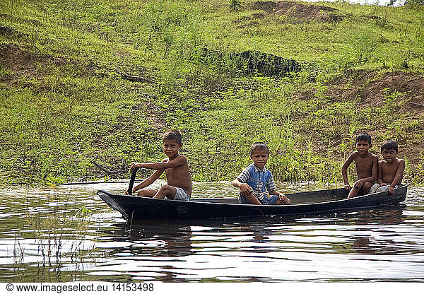 Amazon Boys in Canoe
