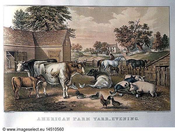 American Farm Yard  Currier & Ives  Lithograph  1857