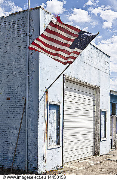 American Flag on an Abandoned Building