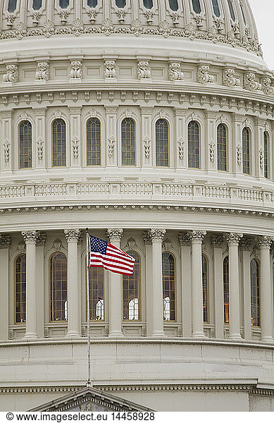 American Flag on the Capitol Building