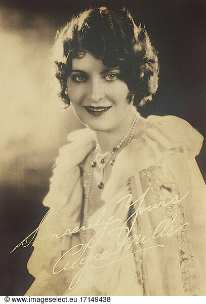 American Silent Film Actress Alyce Miller  Half-Length Publicity Portrait  1920's