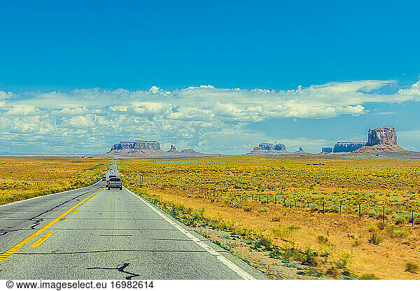 American southwest road during a road trip to famous national Parks