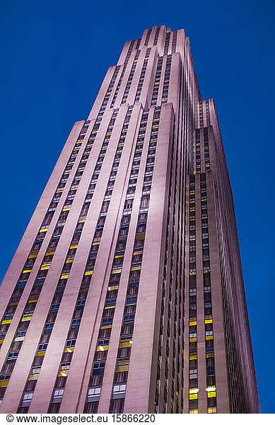 Americas Tower reaching to a deep blue sky; New York City  New York  United States of America