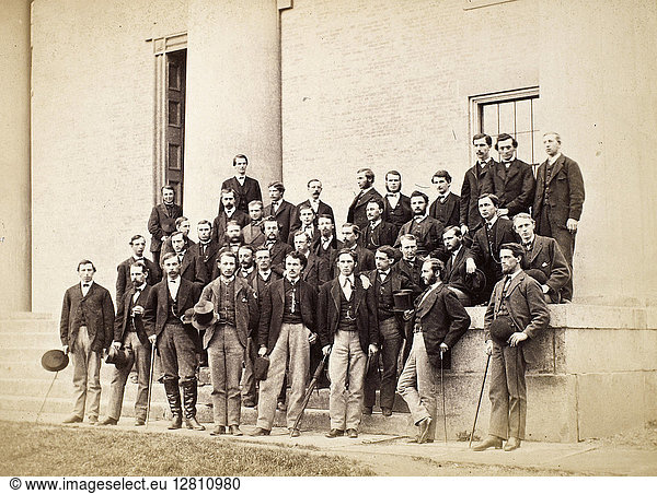 AMHERST UNDERGRADUATES. A group of undergraduates at Amherst College  Massachusetts  1868.