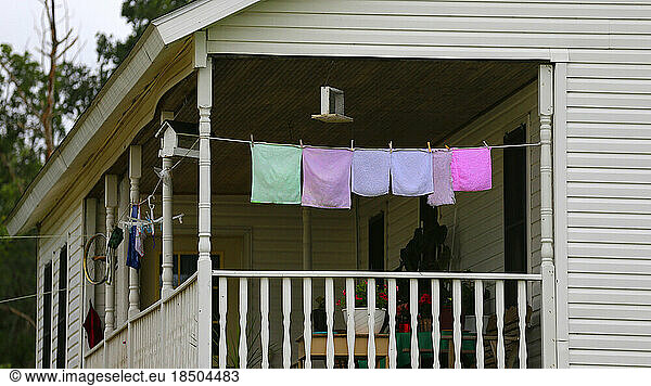 Amish towels hang to dry in Wisconsin