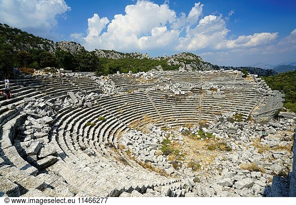Amphitheater of Termessos. The unexcavated Pisidian city. Ancient Greece. Asia Minor. Turkey