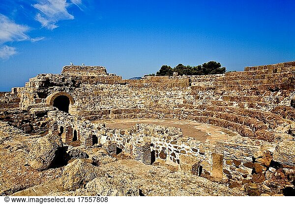 Amphitheater  römisches Ausgrabungsfeld  Nora  Sardinien  Italien  Europa