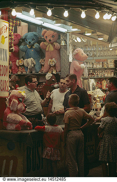Amusement Park Arcade Game at Night  Coney Island  New York  USA  August 1961