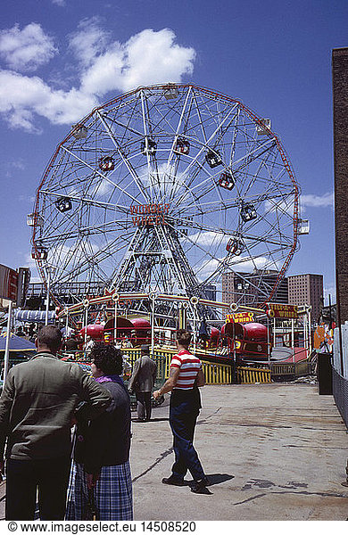 Amusement Park Ferris Wheel  Coney Island  New York  USA  August 1961
