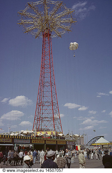 Amusement Park Parachute Jump  Coney Island  New York  USA  August 1961