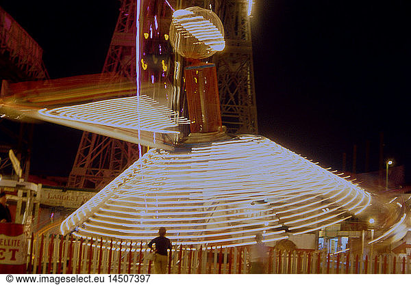Amusement Park Ride at Night  Coney Island  New York  USA  August 1961