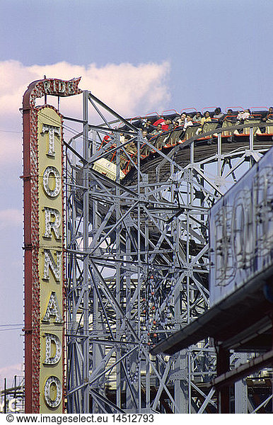 Amusement Park Roller Coaster  Coney Island  New York  USA  August 1961