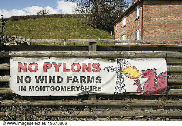 An anti wind turbine bulletin board seen in Montgomeryshire in Wales  the United Kingdom.