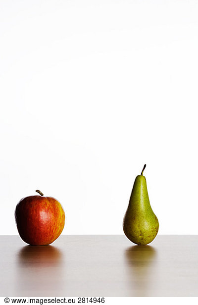 An apple and a pear.
