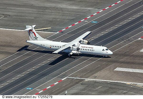 An ATR 72-600 of the Royal Air Maroc Express with the registration CN-COI at Gibraltar Airport