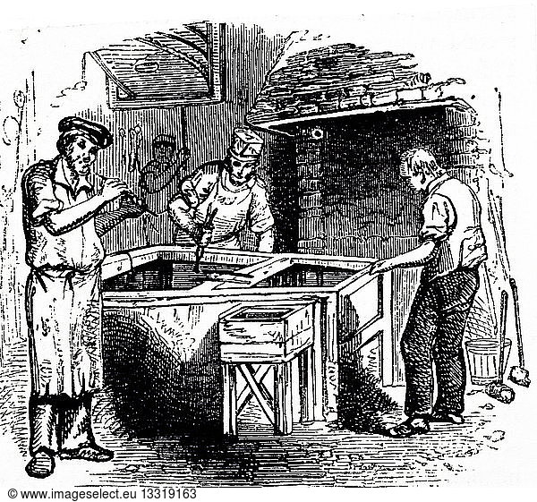 An engraving depicting the hardening on tempering files