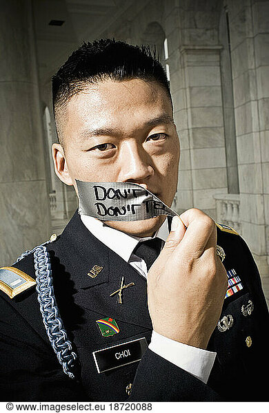 An ex-army lieutenant who was discharged from the army after admitting that he was gay is fighting to repeal the 'Don't ask...Don't tell' act. He is with the organization  'Knights