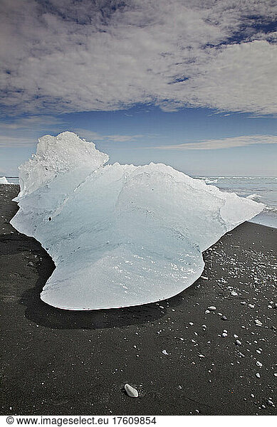 An iceberg beached after coming from the Vatnajokull icecap  Iceland.; Jokulsarlon  Vatnajokull icecap  Iceland.