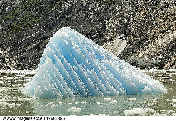 An iceberg floating in the water in Tracy Arm near Juneau  Alaska.