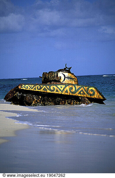An old tank on Playa Flamenco  Culebra.