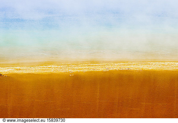 An up close abstract view of Grand Prismatic Spring in Yellowstone