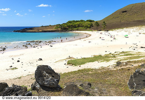 Anakena-Strand  Nationalpark Rapa Nui  Osterinsel  Chile  Südamerika