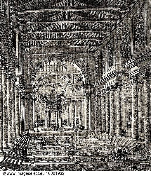 Ancient Constantinian basilica of St Peter  Rome. Italy  Europe. Trip to Rome by Francis Wey 19Th Century.