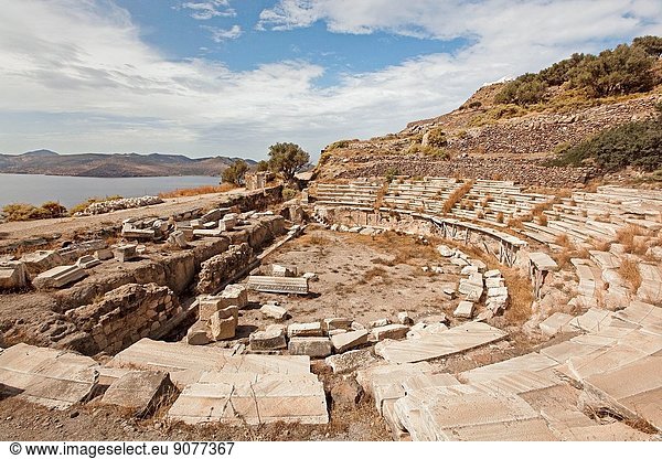 Ancient Roman theatre near Klima by the sea  Milos  Cyclades Islands  Greek Islands  Greece  Europe.