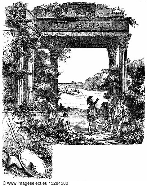 Ancient world  Greece  Ancient warriors  illustration from book dated 1878