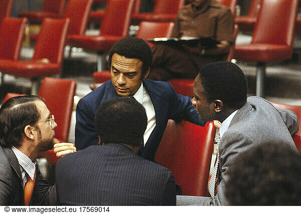 Andrew Young  U.S. Ambassador to the United Nations  speaking with colleagues  United Nations  New York City  New York  USA  Bernard Gotfryd  1979