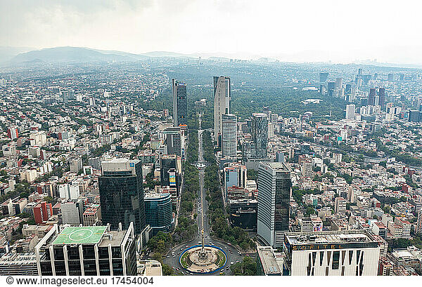Angel of Independence Mexico City during day  Aerial View