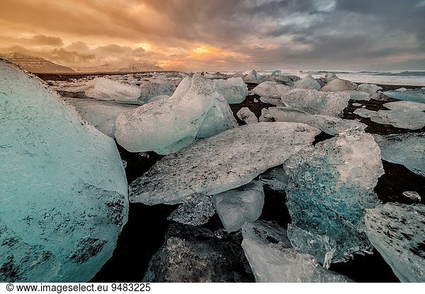 ankommen Eisberg Eis Jökulsárlón Island Lagune