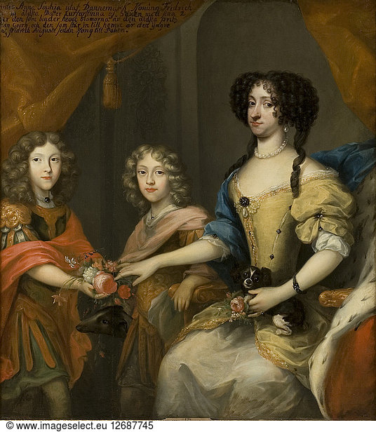 Anna Sophie of Denmark (1647-1717)  Electress of Saxony with sons John George and Frederick Augustus
