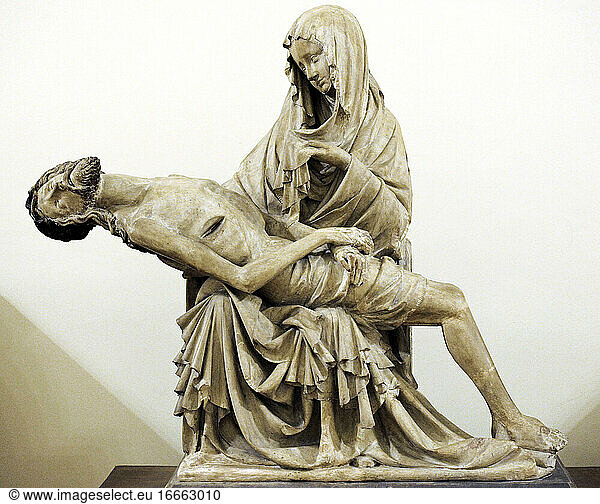 Anonymer deutscher Meister. Pieta. Bildhauerei. 15. Jahrhundert. Staatliches Eremitage-Museum. Sankt Petersburg. Russland.