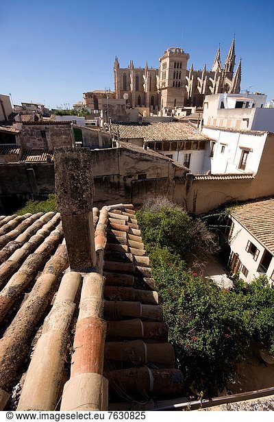 Anschnitt  Hotel  Kathedrale  Mallorca  Rückansicht  Palma de Mallorca  Balearen  Balearische Inseln  Spanien