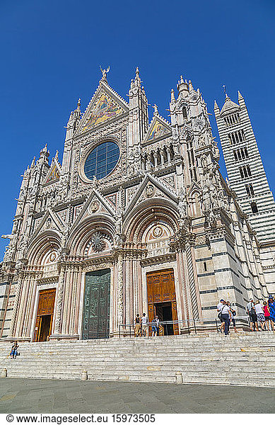 Ansicht der Kathedrale von Siena (Dom) und des Campanile  UNESCO-Weltkulturerbe  Siena  Toskana  Italien  Europa