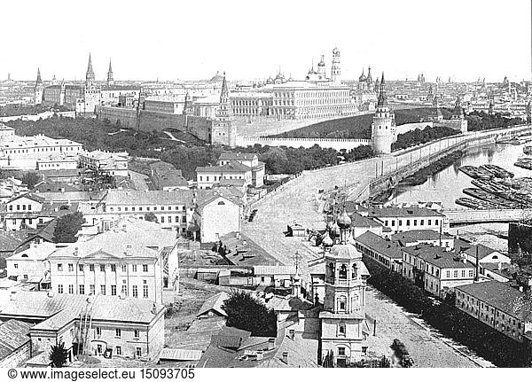 Ansicht der Stadt und des Kremls  Moskau  Russland  1895. Schöpfer: Unbekannt.