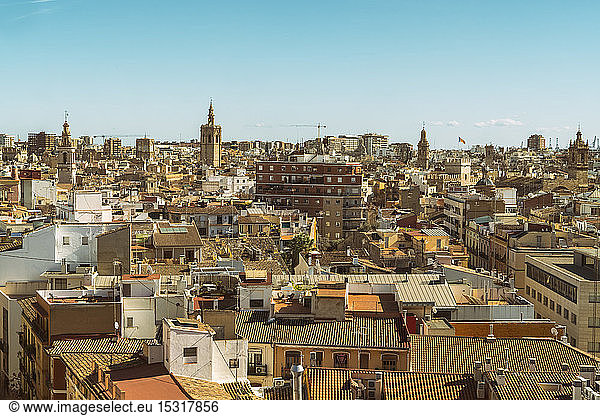 Ansicht des Stadtzentrums von oben Valencia Spanien